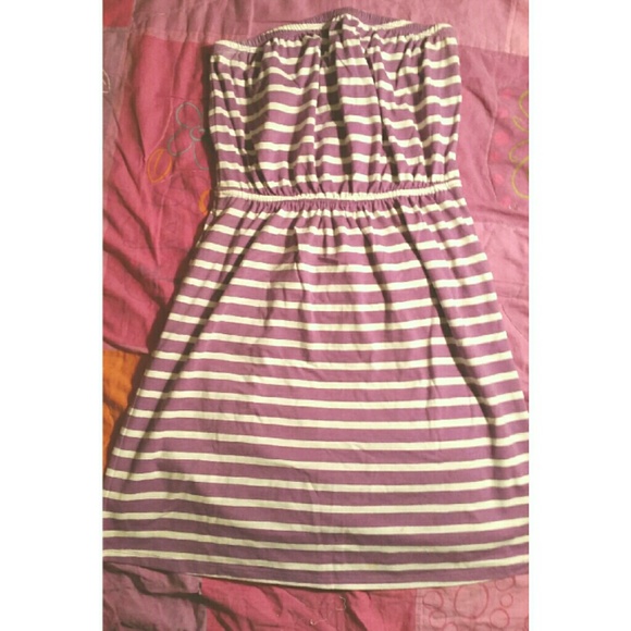 Purple and white striped dress