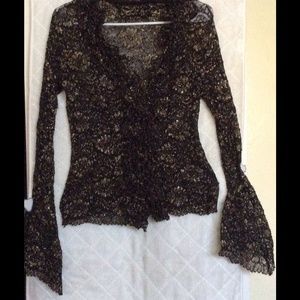 Elastic golden Lace Blouse. Medium.