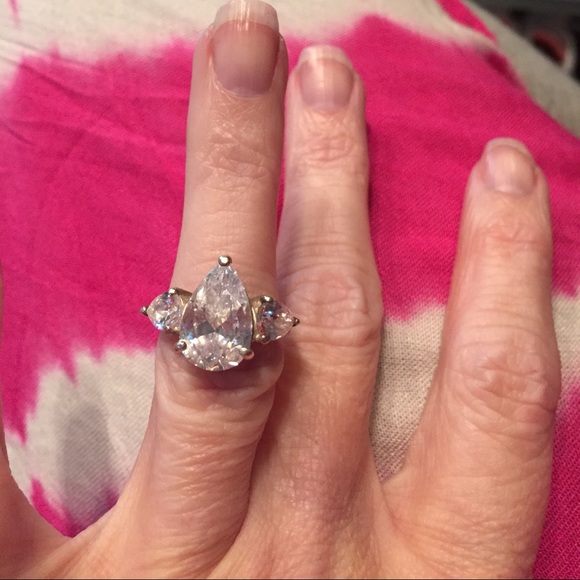 Sterling silver ring, large and flashy, size 5