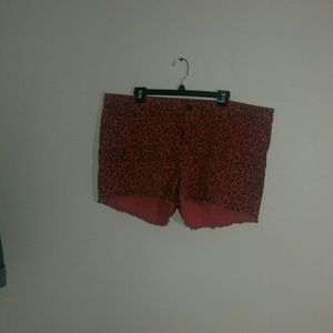 Destroyed leopard colored denim shorts (plus size)
