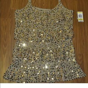 INC gold sequin ruffle tank