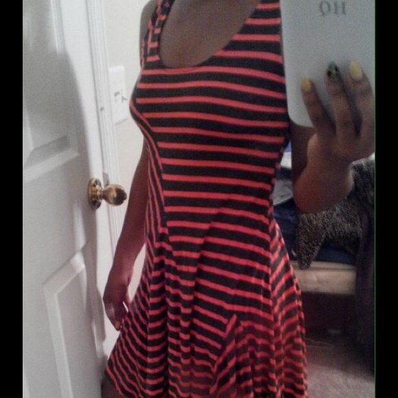 Striped orange and gray dress