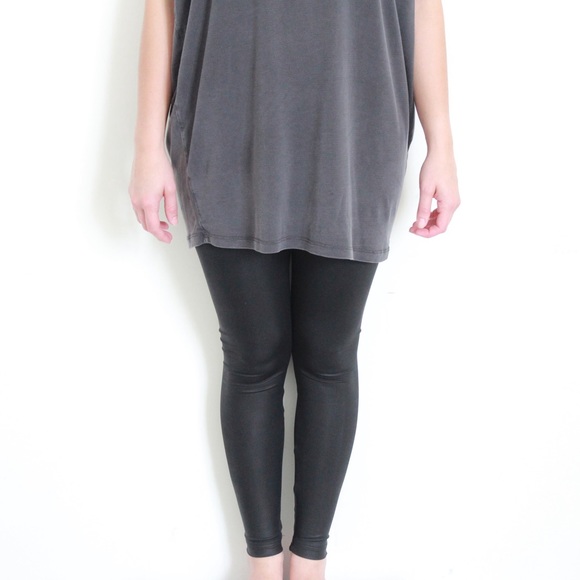 American Apparel Shiny Legging in Lamé Matte Black