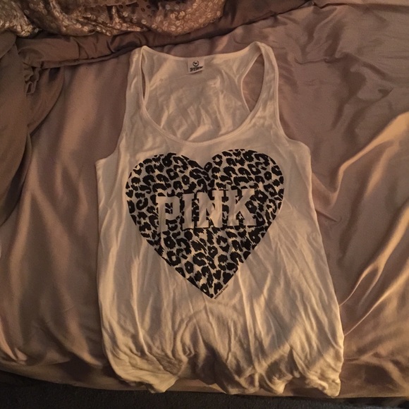 White pink leopard heart tank
