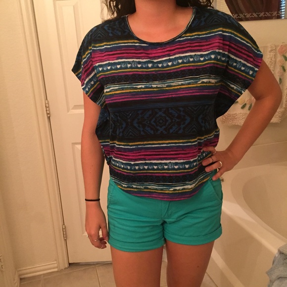Aztec print batwing top