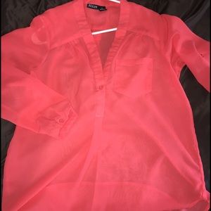 Women's half button up Chiffon top.