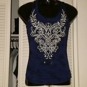 Navy Miss Me tank with lace back...