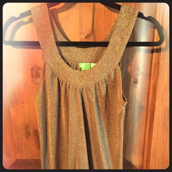Brown/Gold Sparkle Split Top