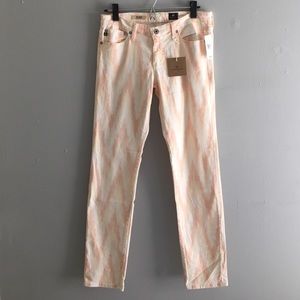 AG Stilt Cigarette Leg Jeans- Pink Ikat