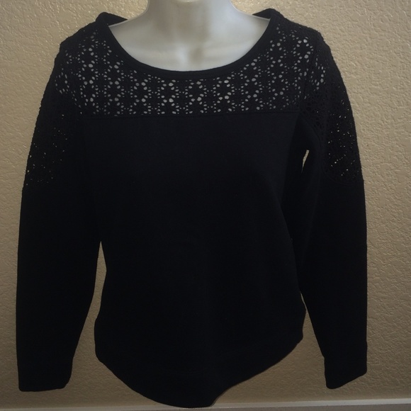 EXPRESS CROTCHET YOKE BLACK SWEATER