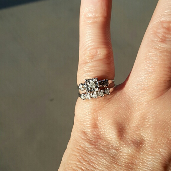 Do not share! Relisted  10k WG 8 Diamond wedding ring set 6.75 - Picture 3 of 8