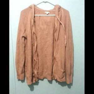 Light brown knitted zip up sweater