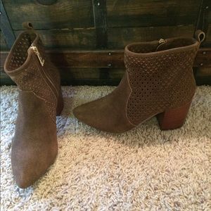Brown suede booties