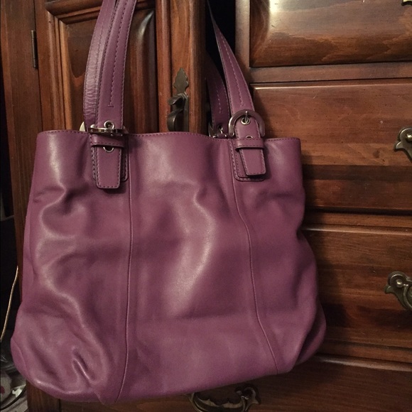 Purple leather coach purse
