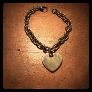 Stainless steel heart charm bracelet