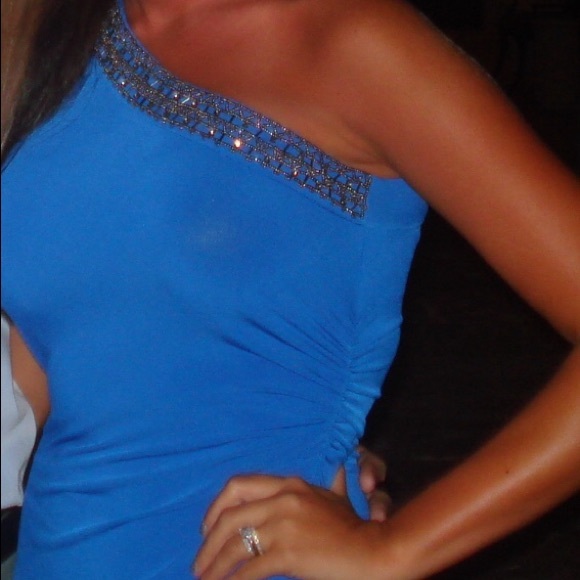 Blue One shoulder jersey dress - Picture 2 of 4