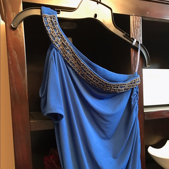 Blue One shoulder jersey dress - Picture 4 of 4