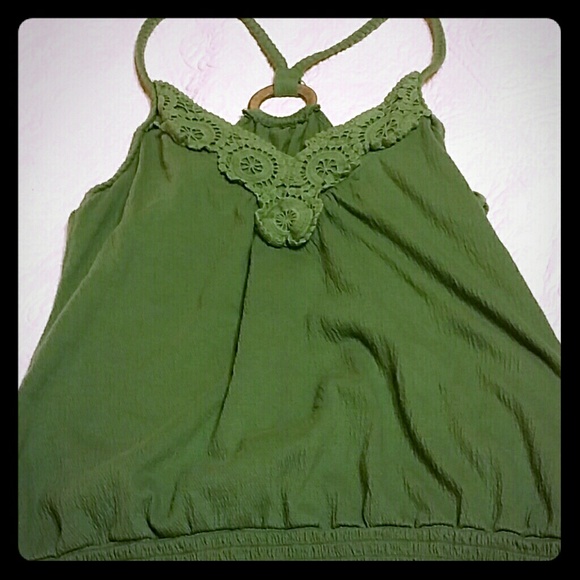 Detailed green racerback tank top