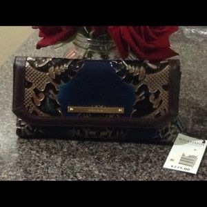 BRAHMIN NAVY FRESCO GENUINE LEATHER WALLET