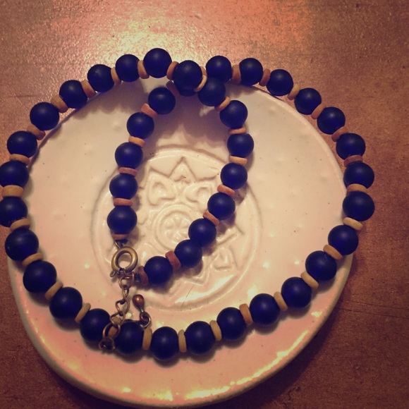 Blue glass beaded necklace!