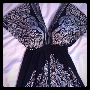 Navy Kimono Style Poly handkerchief style dress