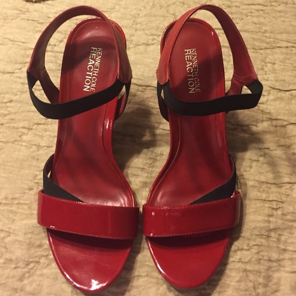 Red with Black Strap Heels