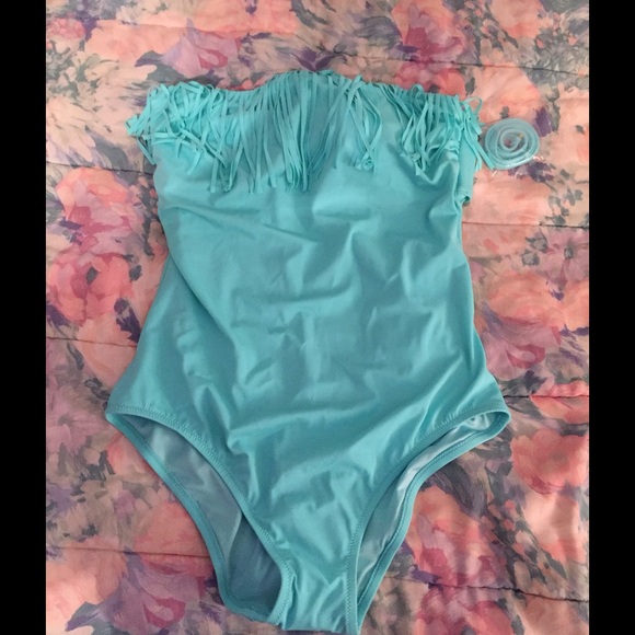 Victoria's Secret Aqua Fringe One Piece Swimsuit