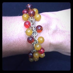 Burgundy and Gold Bead Bracelet