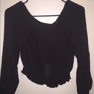 Black crop gypsy top