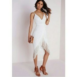Missguided White Dress with fringe detail
