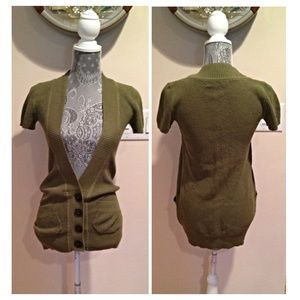 Short sleeve waffle knit cardigan