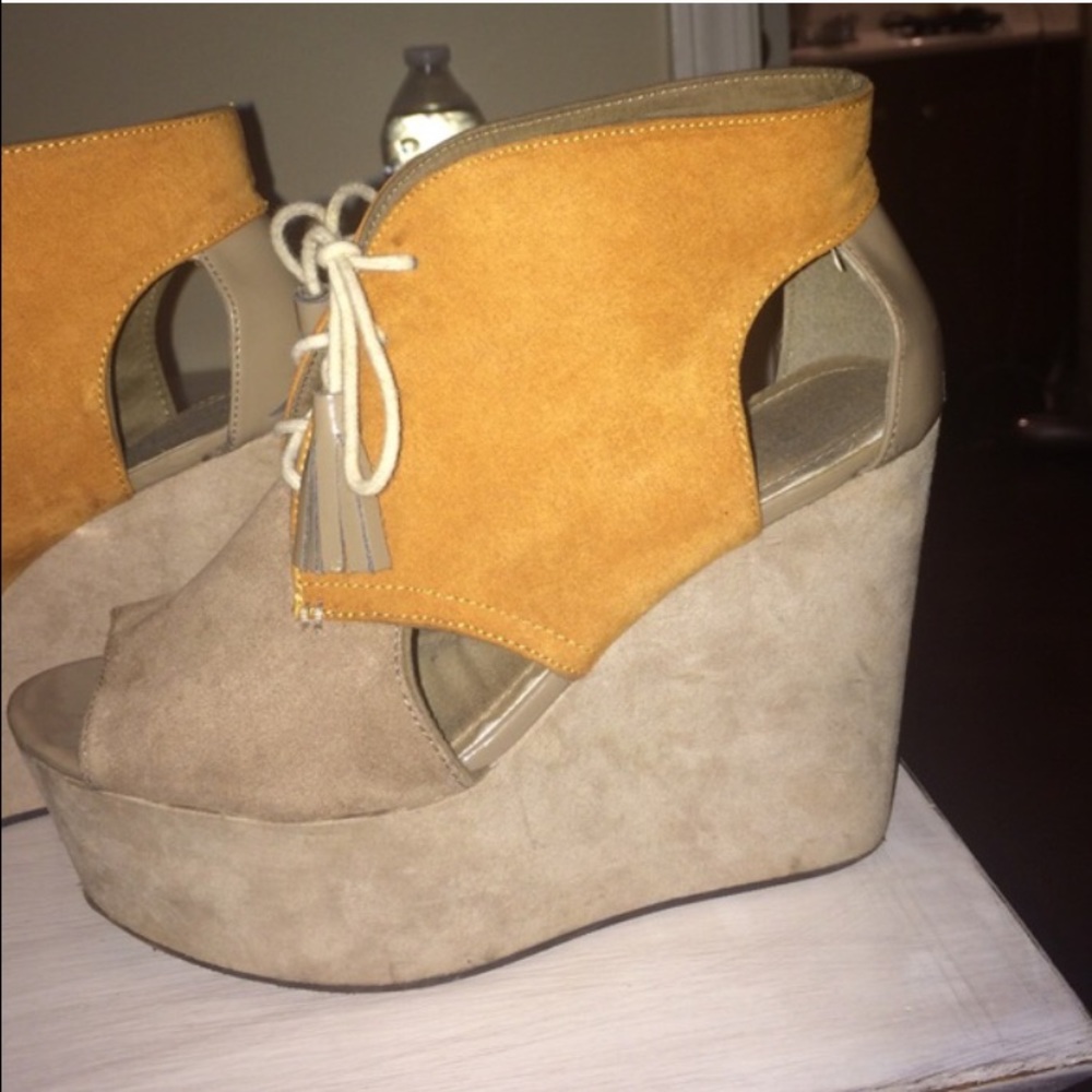 Colorblock Suede Wedges
