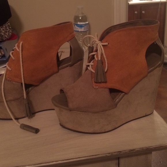 Colorblock Suede Wedges - Picture 2 of 3