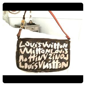 Authentic Louis Vuitton Graffiti Pochette Handbag