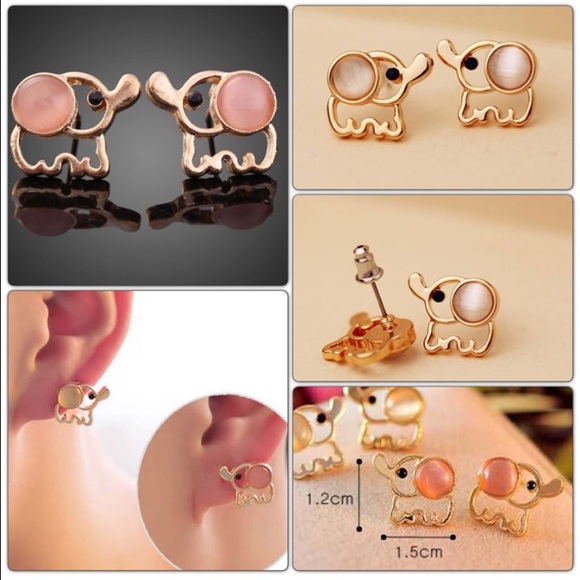 Pink Baby Elephant Earrings - Picture 2 of 2