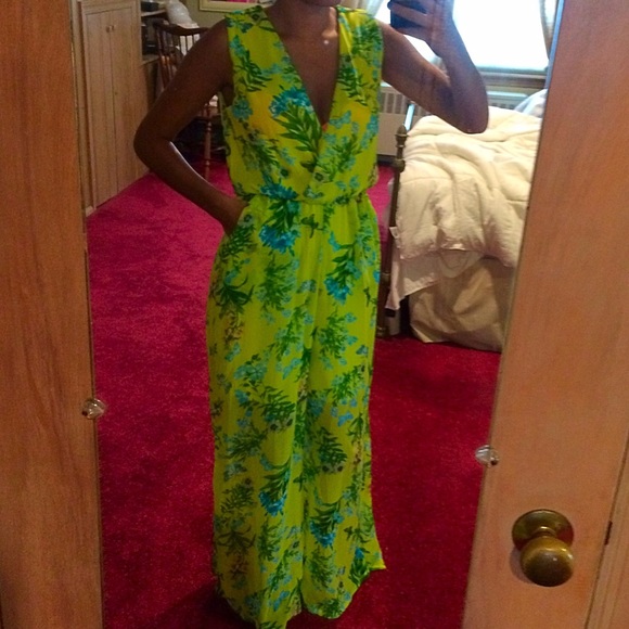 Other - Lime Green Floral Jumpsuit NWT