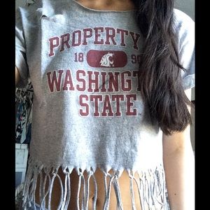 WSU custom fringe crop top!