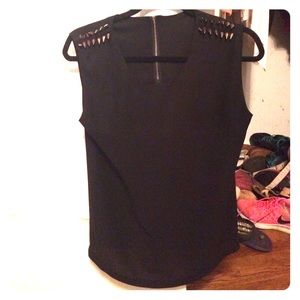 Black Sleeveless Top with Gold Spikes