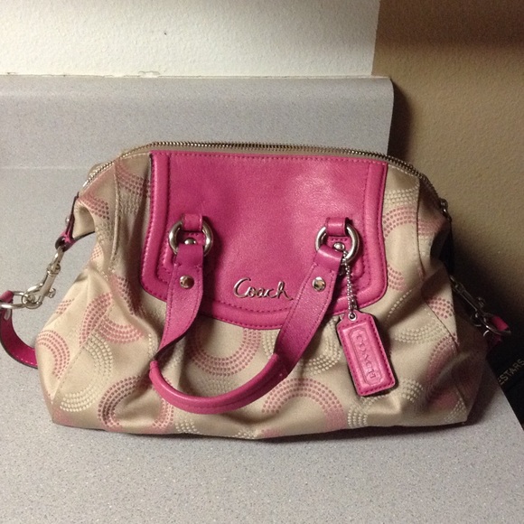 Pink with beige coach purse