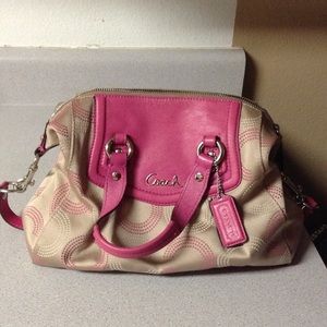 Pink with beige coach purse