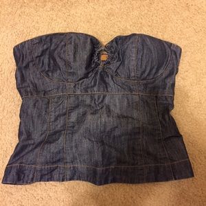 Bustier style denim crop top