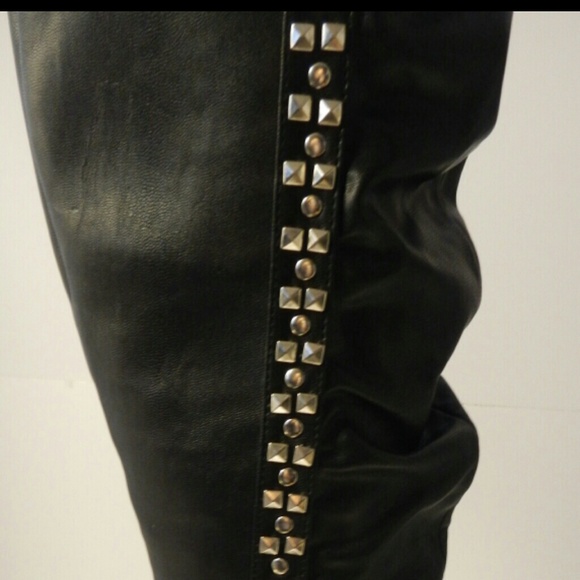 6" Knee High Platform Boots with side Rock Metal - Picture 4 of 4