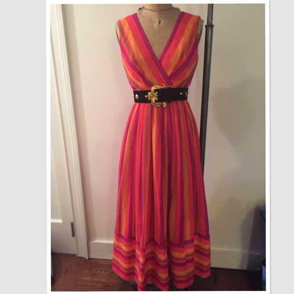 Fred Perlberg 1950s Glamour striped maxi dress!!