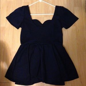 Navy Blue Peplum Top