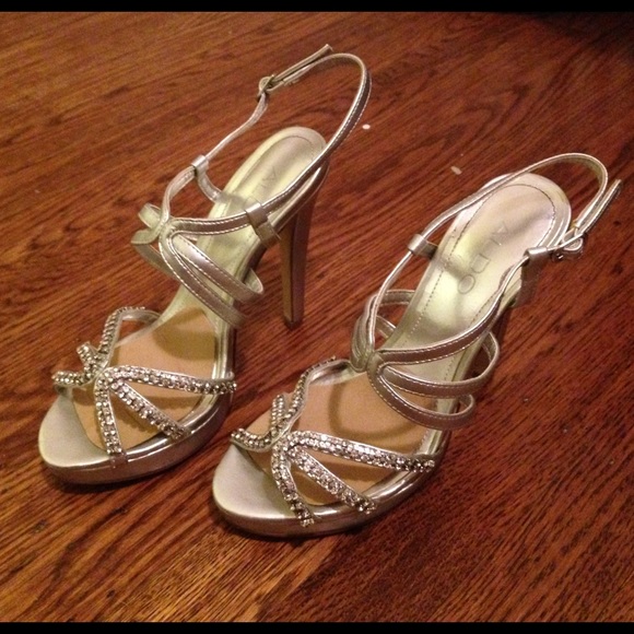 Aldo metallic silver formal heel