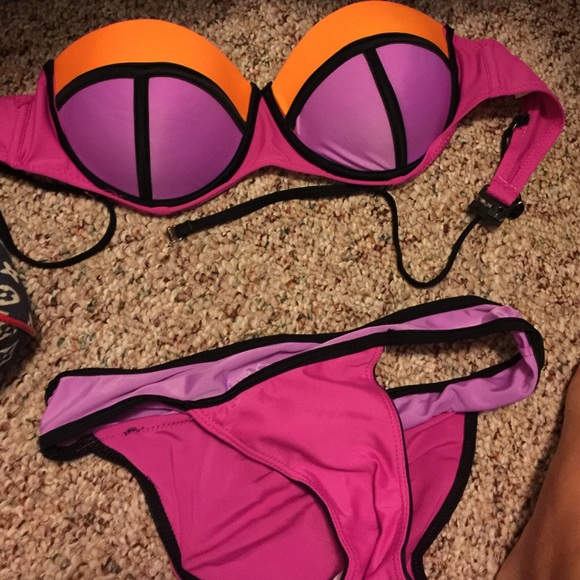 Purple orange pink bikini