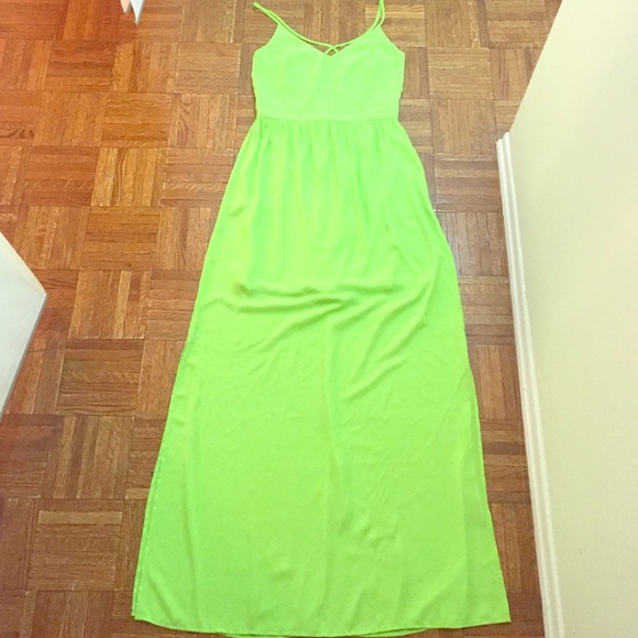 Green neon maxi dress
