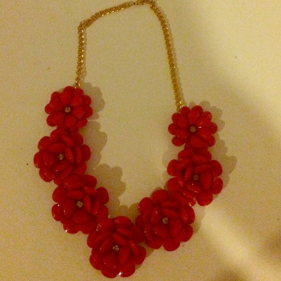 J Crew red flower Necklace