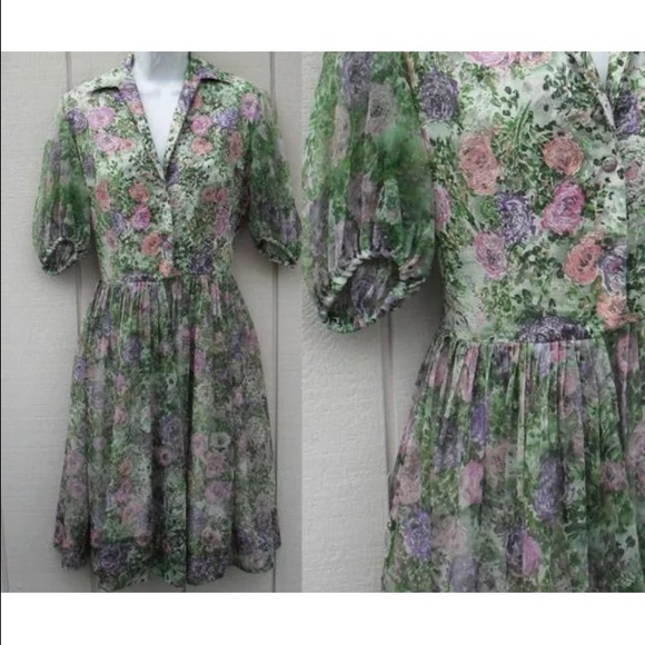 Rare Find 50s Garden Party Dress WOW!!!