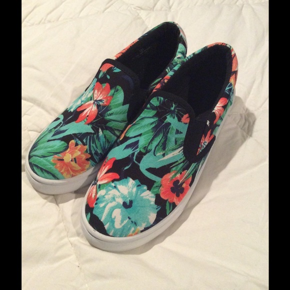 Floral Print Slip Ons